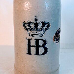 Vintage HB Crown Stoneware Stein Tankard Mug 1/2 Liter W. Germany